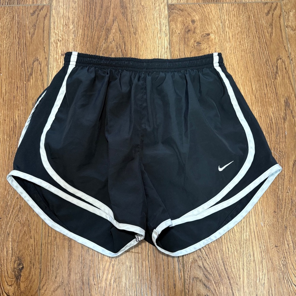 Nike Women's Tempo‎ Running Shorts Black White Small Dri-FIT Lined Active